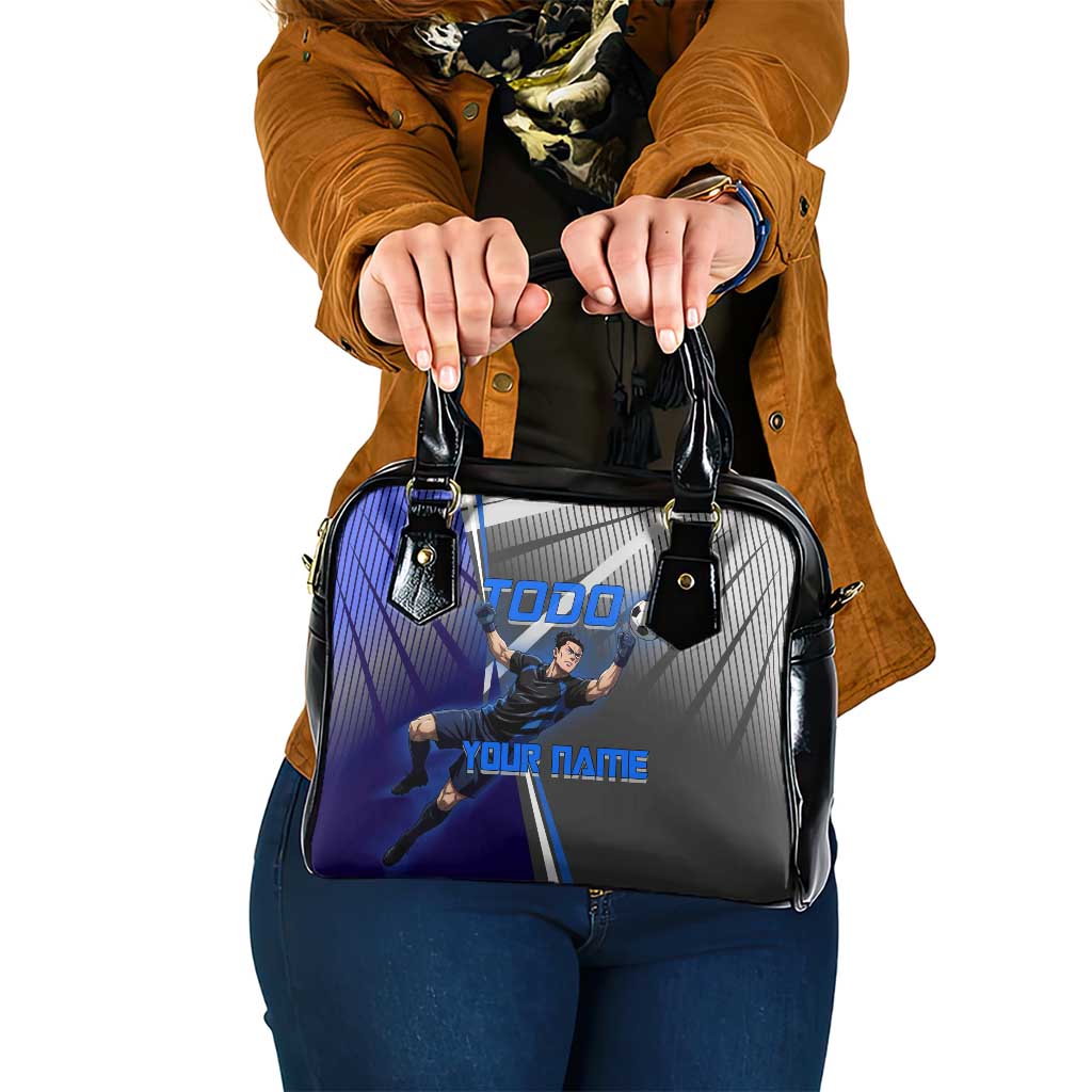 Personalized Aoi Todo Jujutsu Kaisen Shoulder Handbag with Blue Gradient and Goalkeeper Action Design
