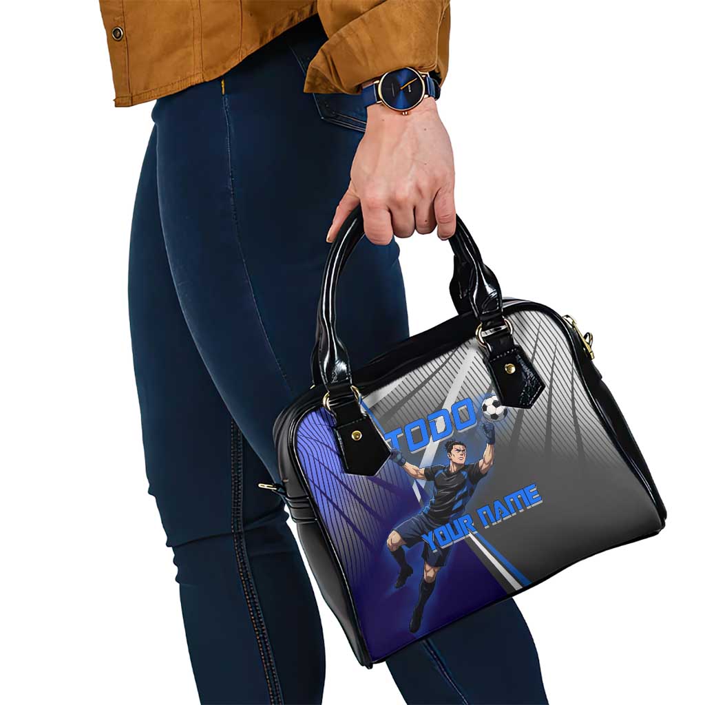 Personalized Aoi Todo Jujutsu Kaisen Shoulder Handbag with Blue Gradient and Goalkeeper Action Design