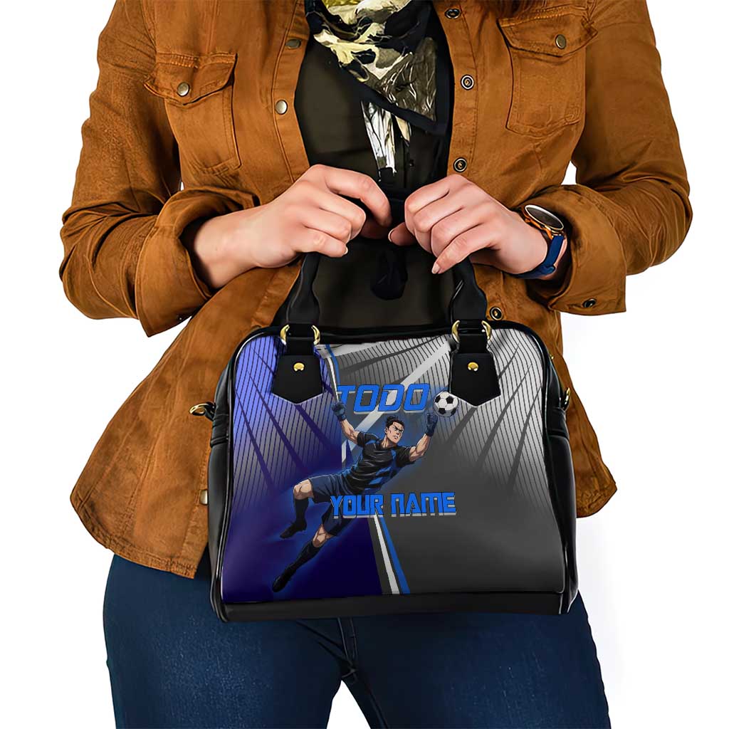 Personalized Aoi Todo Jujutsu Kaisen Shoulder Handbag with Blue Gradient and Goalkeeper Action Design