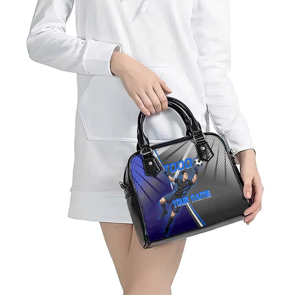 Personalized Aoi Todo Jujutsu Kaisen Shoulder Handbag with Blue Gradient and Goalkeeper Action Design