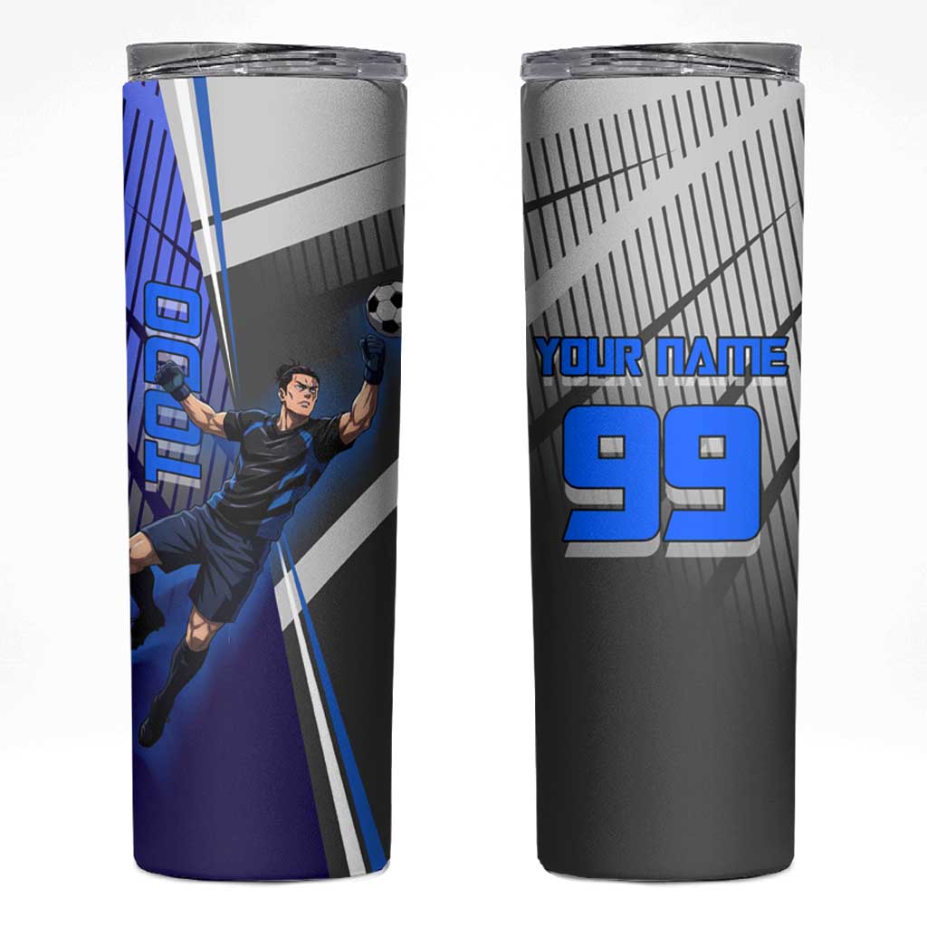 Personalized Aoi Todo Jujutsu Kaisen Skinny Tumbler with Blue Gradient and Goalkeeper Action Design