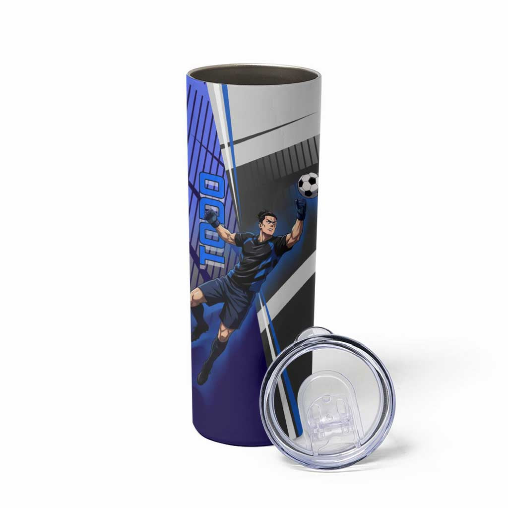 Personalized Aoi Todo Jujutsu Kaisen Skinny Tumbler with Blue Gradient and Goalkeeper Action Design