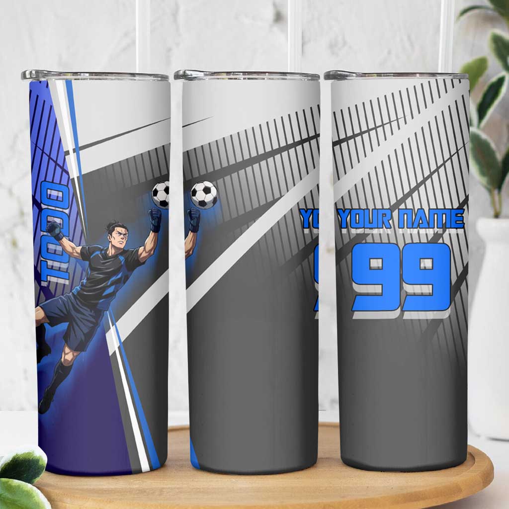 Personalized Aoi Todo Jujutsu Kaisen Skinny Tumbler with Blue Gradient and Goalkeeper Action Design
