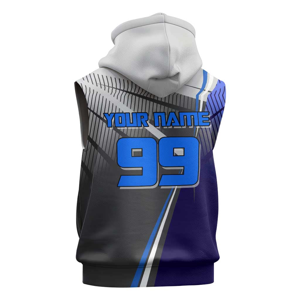 Personalized Aoi Todo Jujutsu Kaisen Sleeveless Hoodie with Blue Gradient and Goalkeeper Action Design