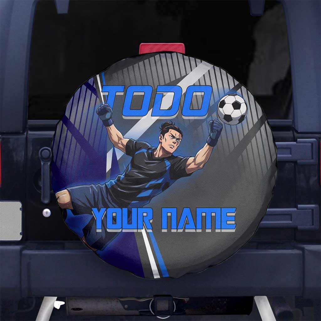Personalized Aoi Todo Jujutsu Kaisen Spare Tire Cover with Blue Gradient and Goalkeeper Action Design
