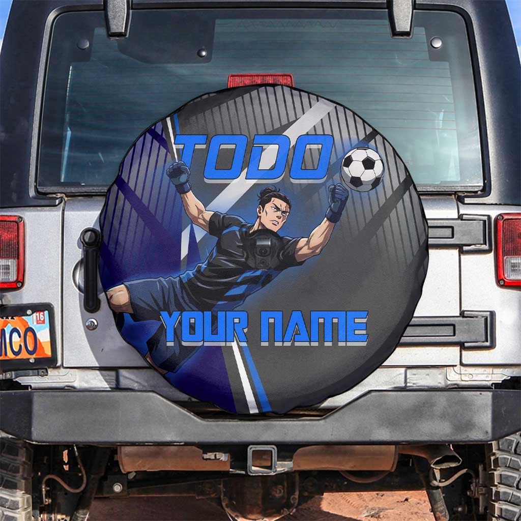 Personalized Aoi Todo Jujutsu Kaisen Spare Tire Cover with Blue Gradient and Goalkeeper Action Design