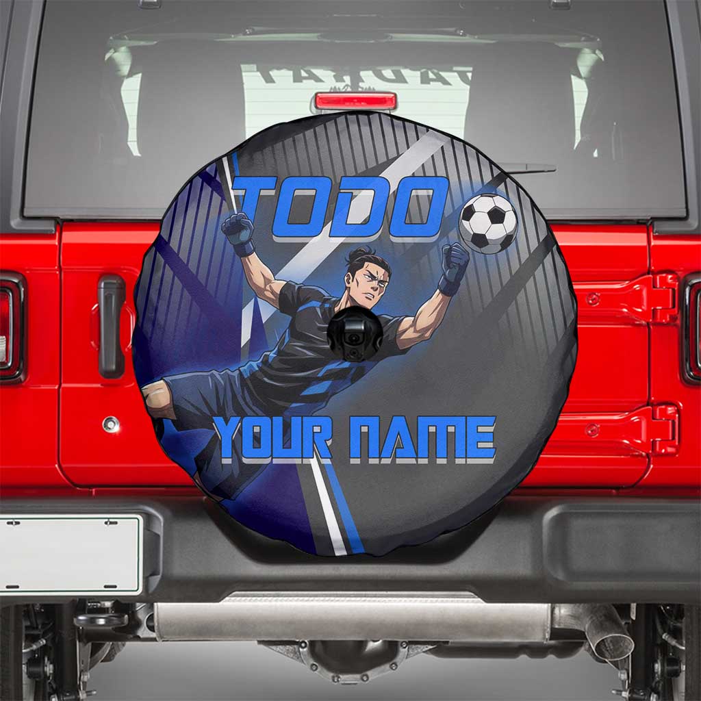 Personalized Aoi Todo Jujutsu Kaisen Spare Tire Cover with Blue Gradient and Goalkeeper Action Design
