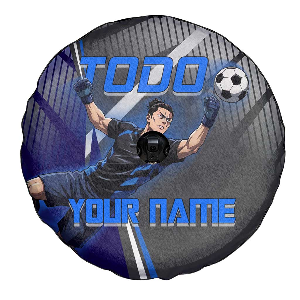 Personalized Aoi Todo Jujutsu Kaisen Spare Tire Cover with Blue Gradient and Goalkeeper Action Design