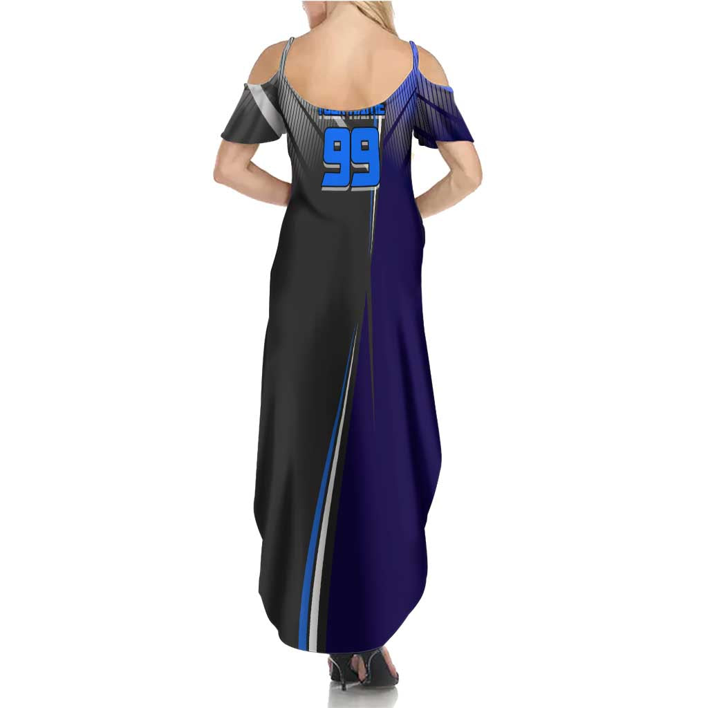 Personalized Aoi Todo Jujutsu Kaisen Summer Maxi Dress with Blue Gradient and Goalkeeper Action Design
