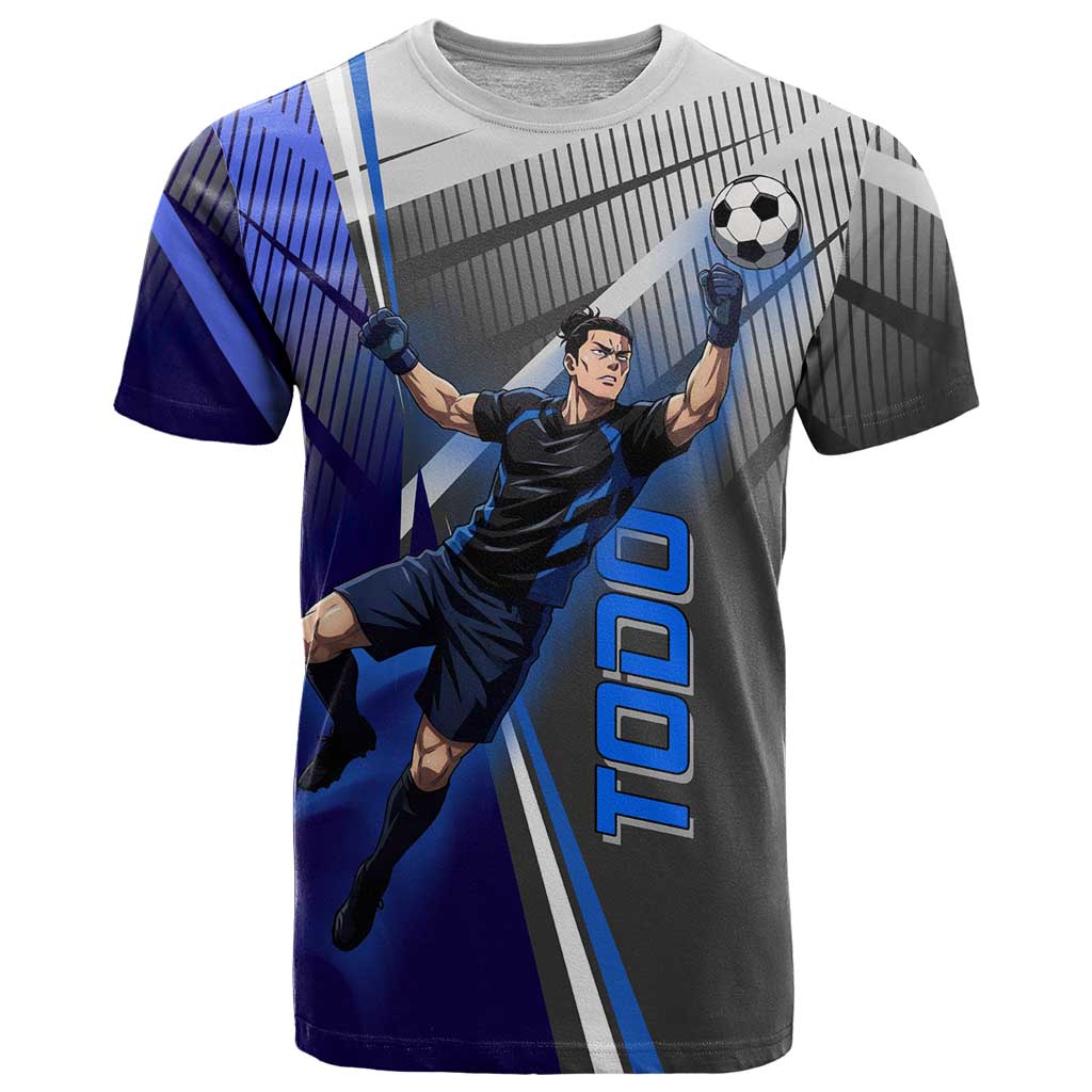 Personalized Aoi Todo Jujutsu Kaisen T Shirt with Blue Gradient and Goalkeeper Action Design