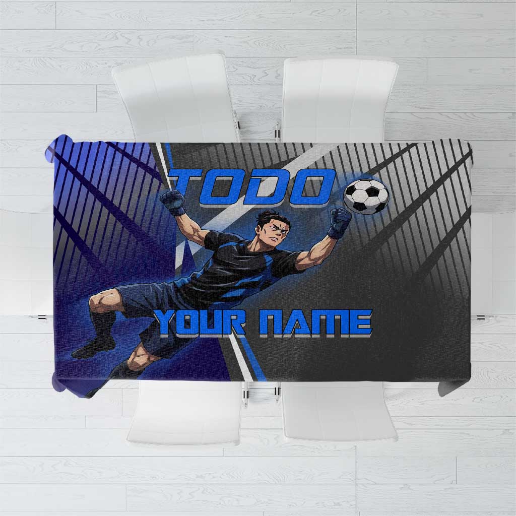 Personalized Aoi Todo Jujutsu Kaisen Tablecloth with Blue Gradient and Goalkeeper Action Design
