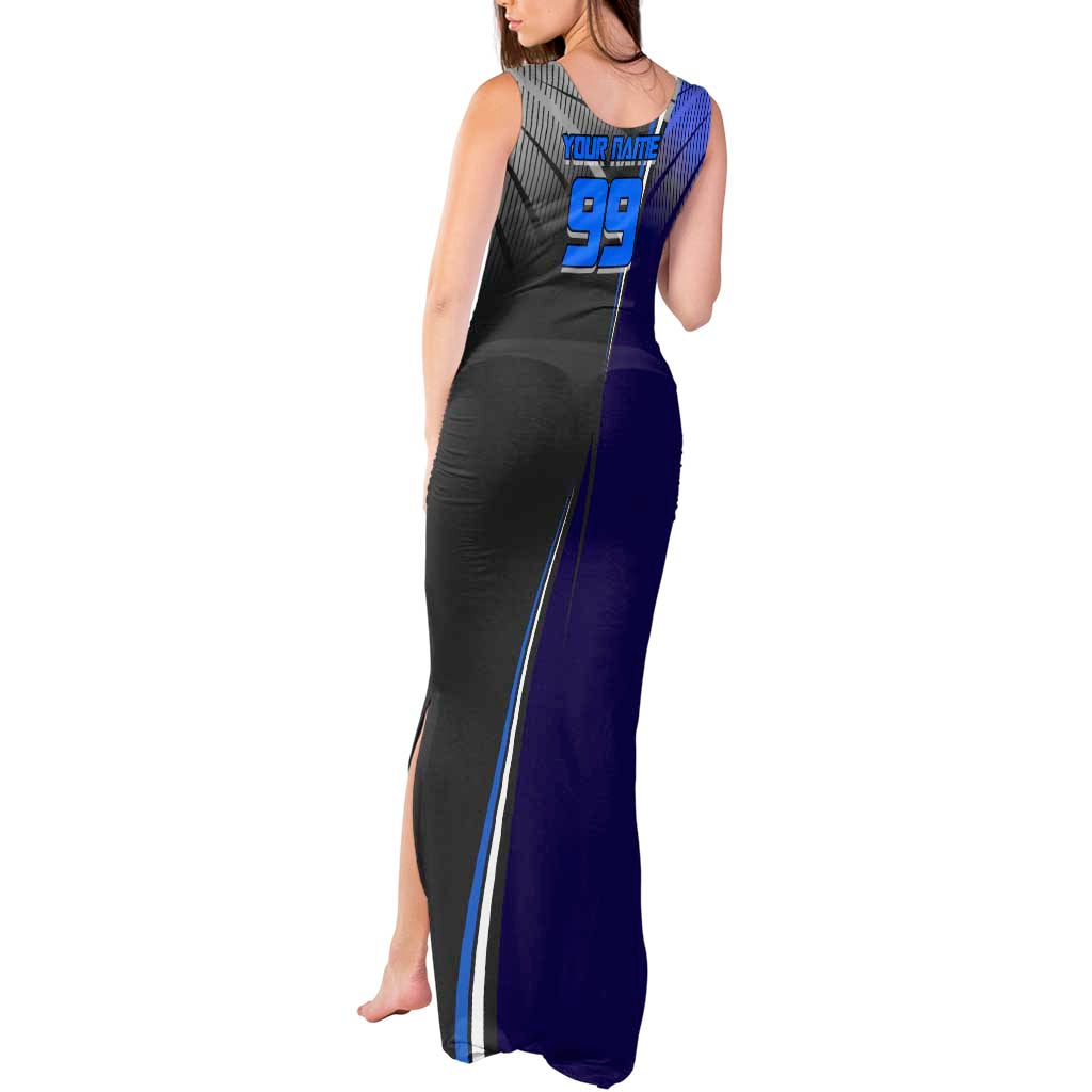 Personalized Aoi Todo Jujutsu Kaisen Tank Maxi Dress with Blue Gradient and Goalkeeper Action Design