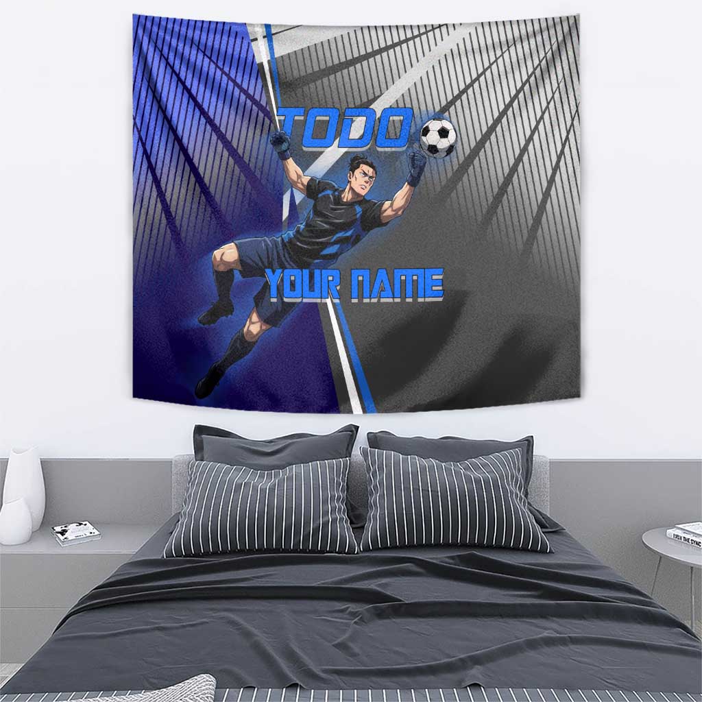 Personalized Aoi Todo Jujutsu Kaisen Tapestry with Blue Gradient and Goalkeeper Action Design