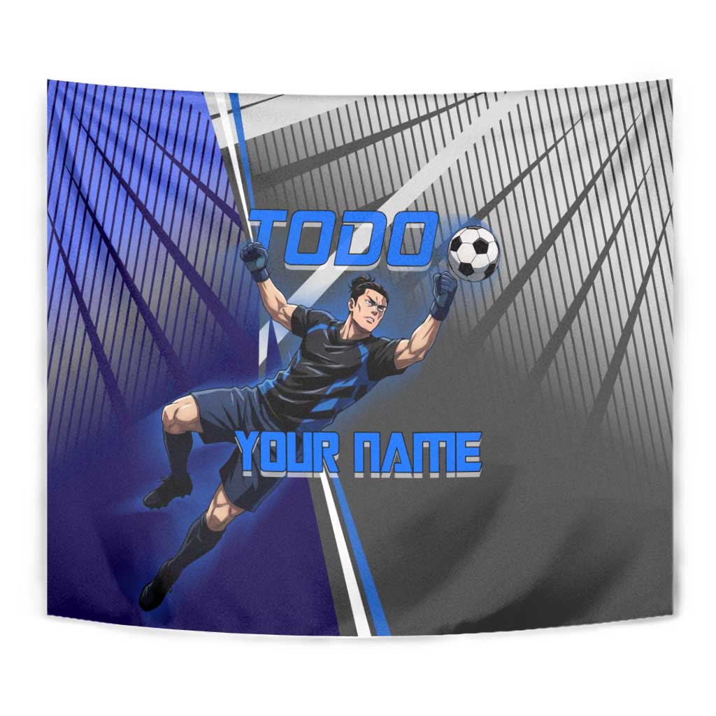 Personalized Aoi Todo Jujutsu Kaisen Tapestry with Blue Gradient and Goalkeeper Action Design