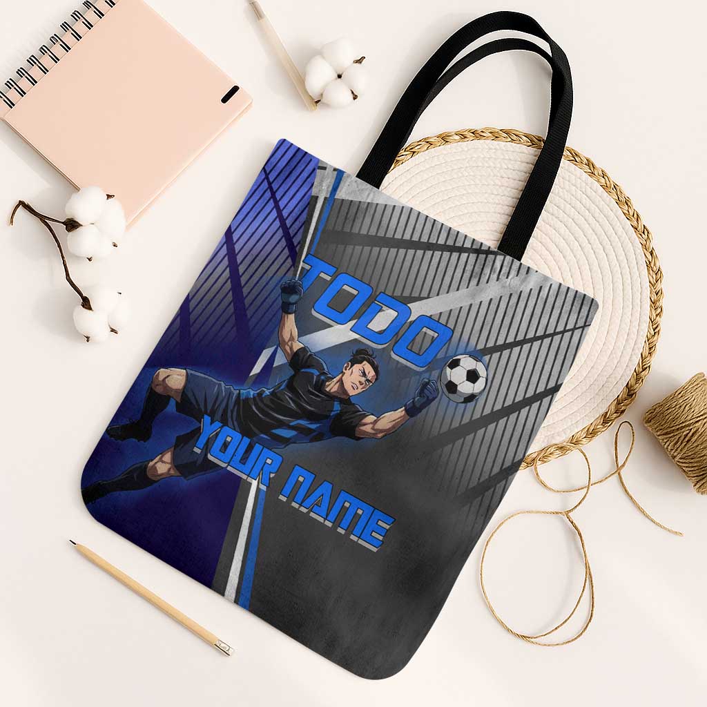 Personalized Aoi Todo Jujutsu Kaisen Tote Bag with Blue Gradient and Goalkeeper Action Design