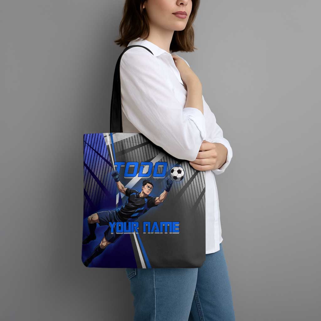 Personalized Aoi Todo Jujutsu Kaisen Tote Bag with Blue Gradient and Goalkeeper Action Design