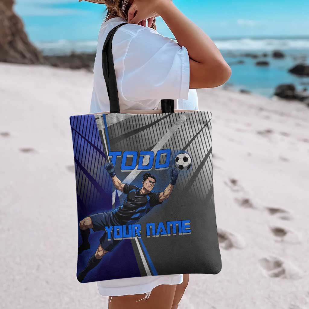 Personalized Aoi Todo Jujutsu Kaisen Tote Bag with Blue Gradient and Goalkeeper Action Design