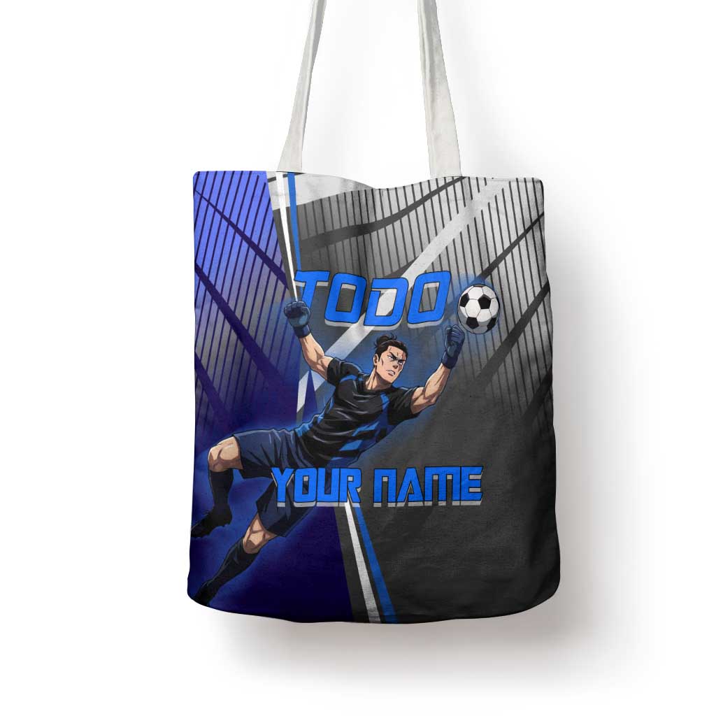 Personalized Aoi Todo Jujutsu Kaisen Tote Bag with Blue Gradient and Goalkeeper Action Design