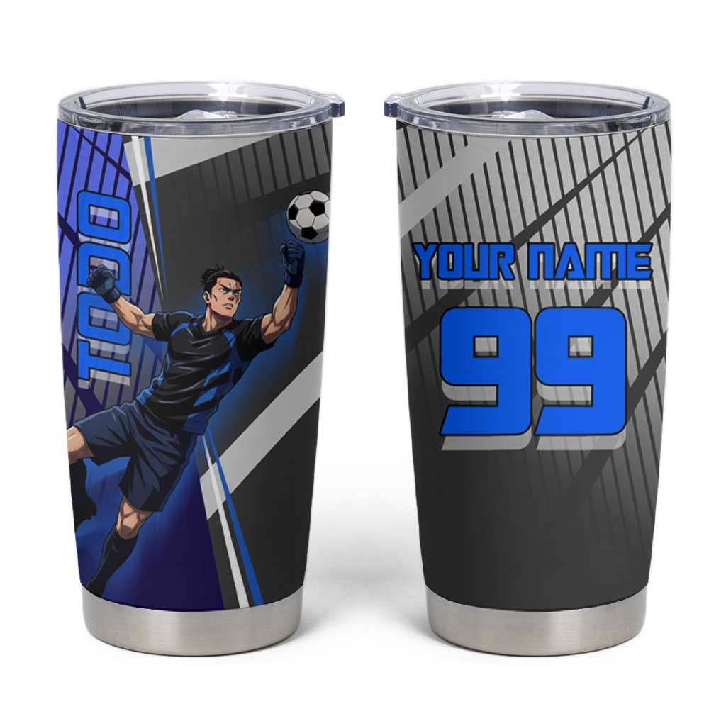 Personalized Aoi Todo Jujutsu Kaisen Tumbler Cup with Blue Gradient and Goalkeeper Action Design