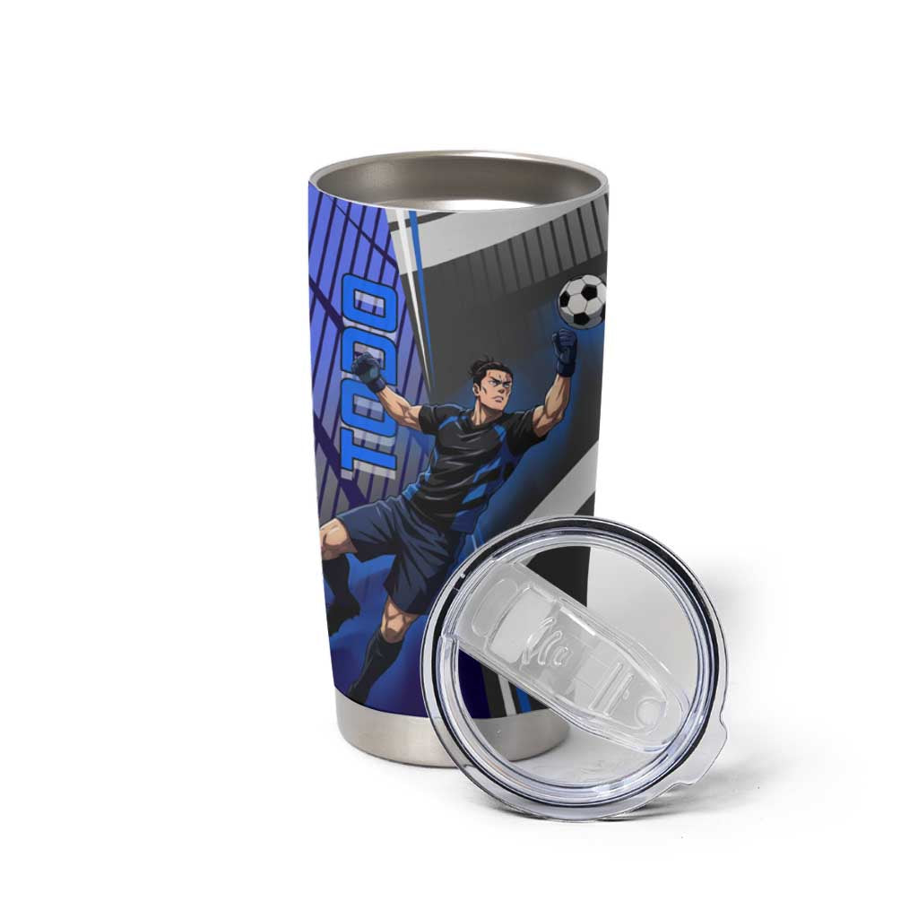 Personalized Aoi Todo Jujutsu Kaisen Tumbler Cup with Blue Gradient and Goalkeeper Action Design