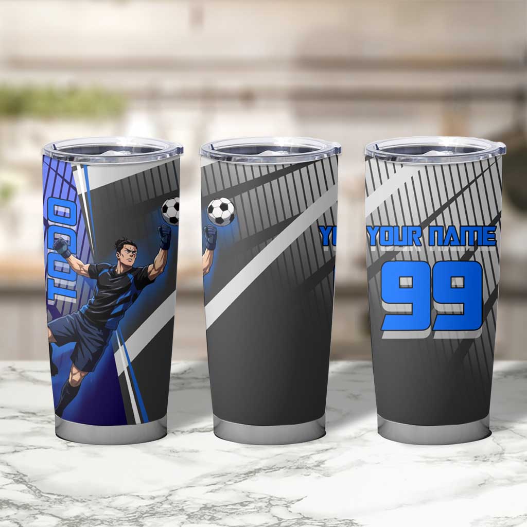 Personalized Aoi Todo Jujutsu Kaisen Tumbler Cup with Blue Gradient and Goalkeeper Action Design