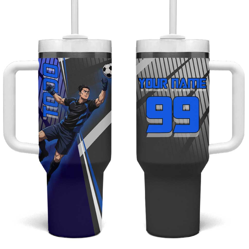 Personalized Aoi Todo Jujutsu Kaisen Tumbler With Handle with Blue Gradient and Goalkeeper Action Design