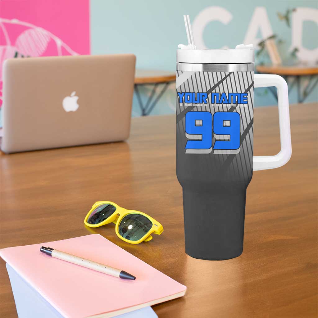 Personalized Aoi Todo Jujutsu Kaisen Tumbler With Handle with Blue Gradient and Goalkeeper Action Design