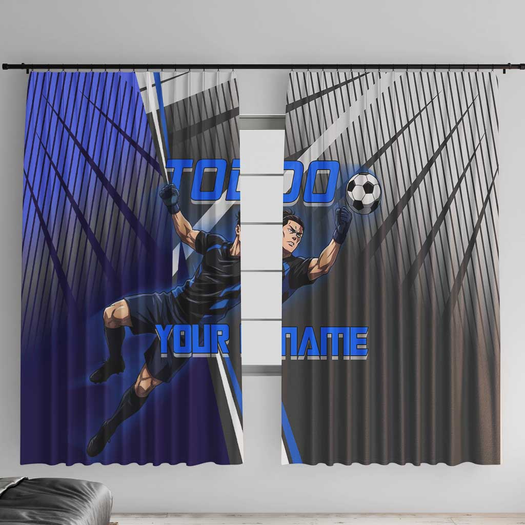 Personalized Aoi Todo Jujutsu Kaisen Window Curtain with Blue Gradient and Goalkeeper Action Design