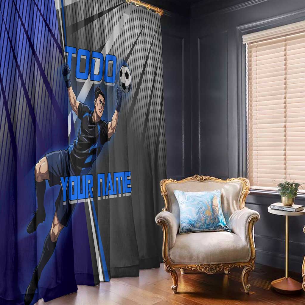 Personalized Aoi Todo Jujutsu Kaisen Window Curtain with Blue Gradient and Goalkeeper Action Design