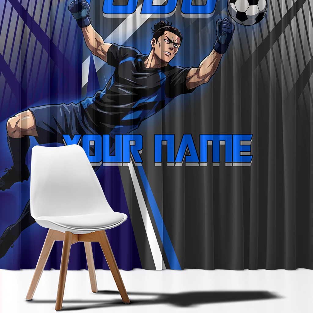 Personalized Aoi Todo Jujutsu Kaisen Window Curtain with Blue Gradient and Goalkeeper Action Design