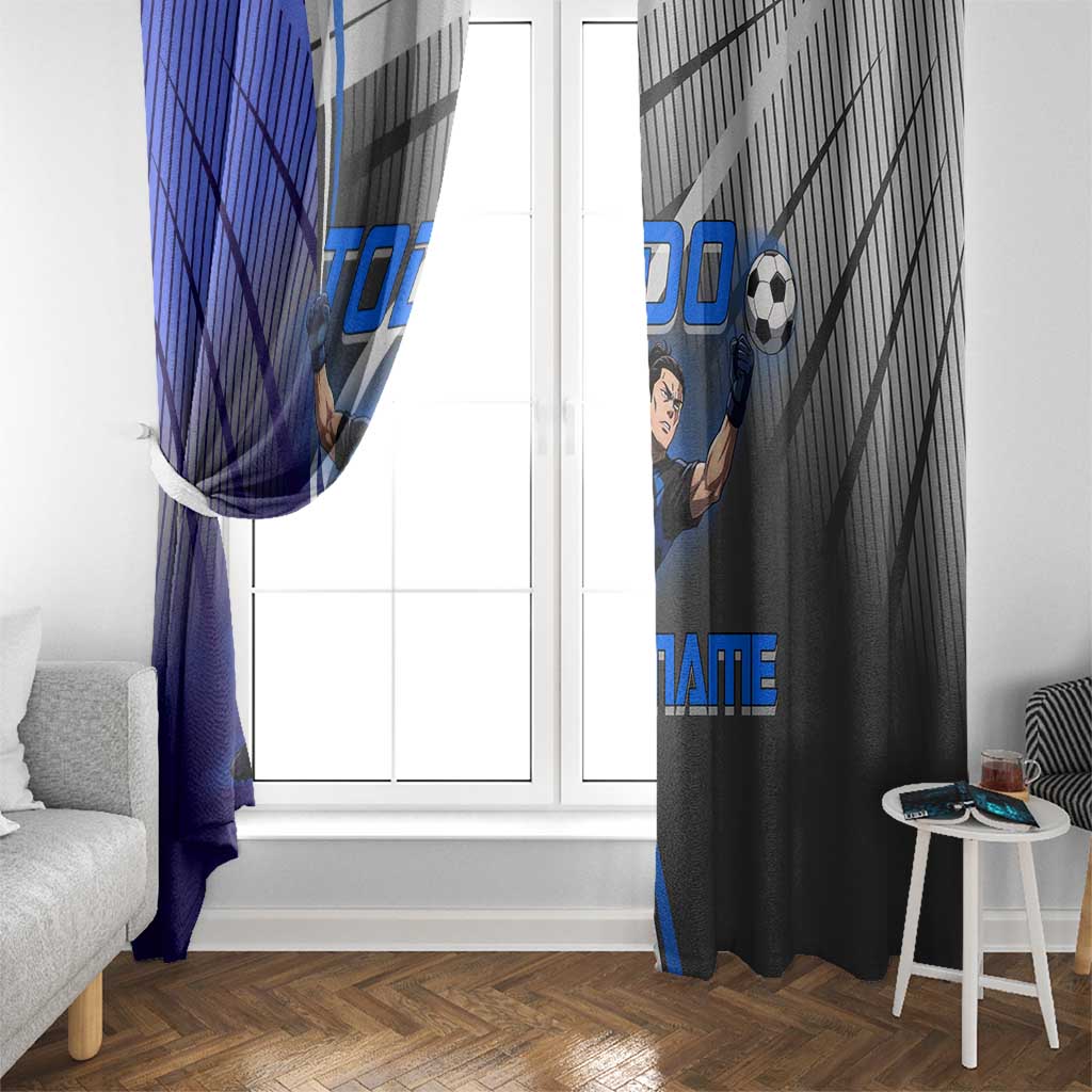 Personalized Aoi Todo Jujutsu Kaisen Window Curtain with Blue Gradient and Goalkeeper Action Design