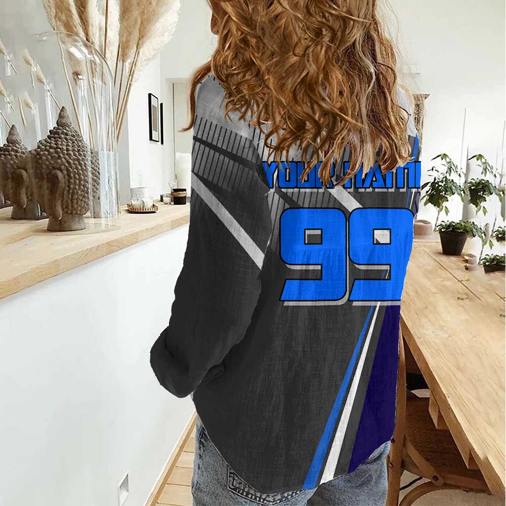 Personalized Aoi Todo Jujutsu Kaisen Women Casual Shirt with Blue Gradient and Goalkeeper Action Design