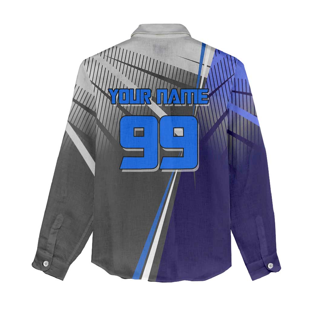 Personalized Aoi Todo Jujutsu Kaisen Women Casual Shirt with Blue Gradient and Goalkeeper Action Design