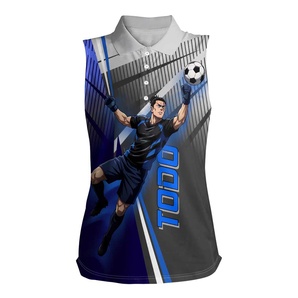 Personalized Aoi Todo Jujutsu Kaisen Women Sleeveless Polo Shirt with Blue Gradient and Goalkeeper Action Design
