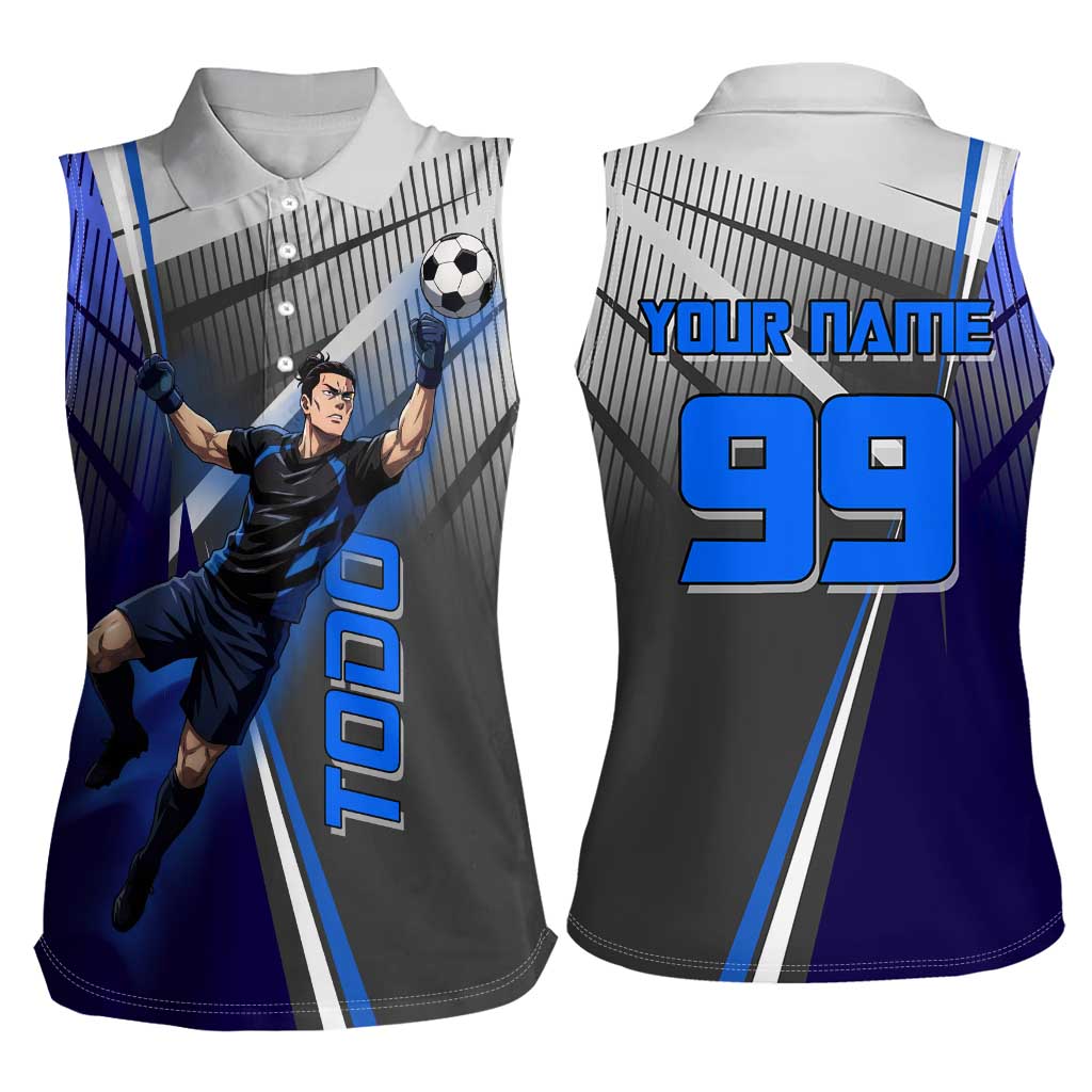 Personalized Aoi Todo Jujutsu Kaisen Women Sleeveless Polo Shirt with Blue Gradient and Goalkeeper Action Design