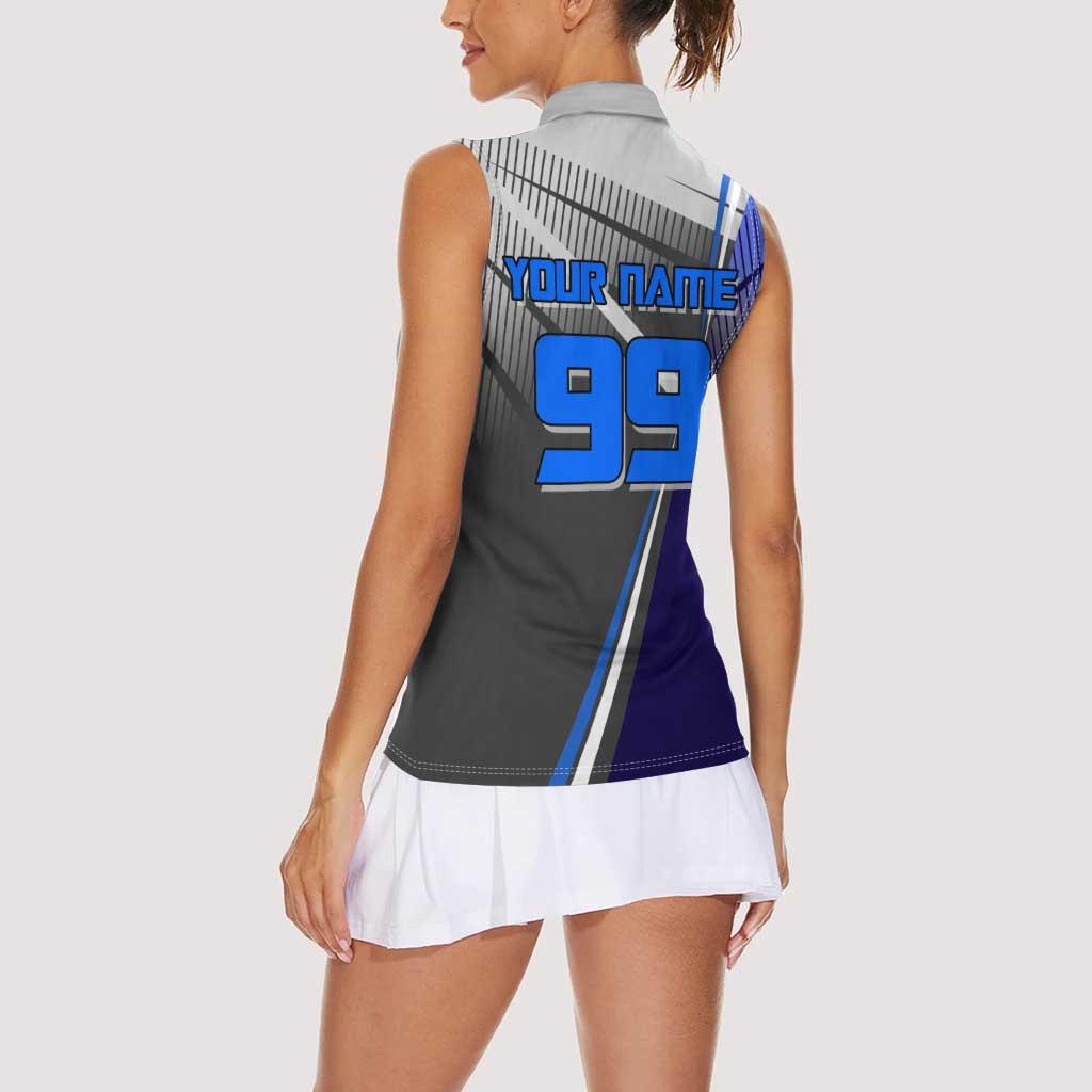 Personalized Aoi Todo Jujutsu Kaisen Women Sleeveless Polo Shirt with Blue Gradient and Goalkeeper Action Design