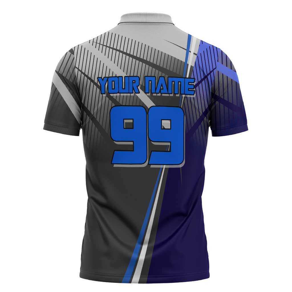 Personalized Aoi Todo Jujutsu Kaisen Zipper Polo Shirt with Blue Gradient and Goalkeeper Action Design
