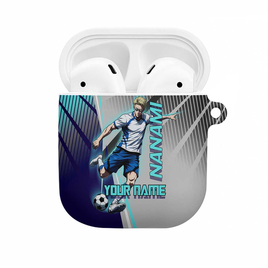 Personalized Nanami Kento Jujutsu Kaisen AirPods Case with Teal Highlights and Dynamic Kick Pose
