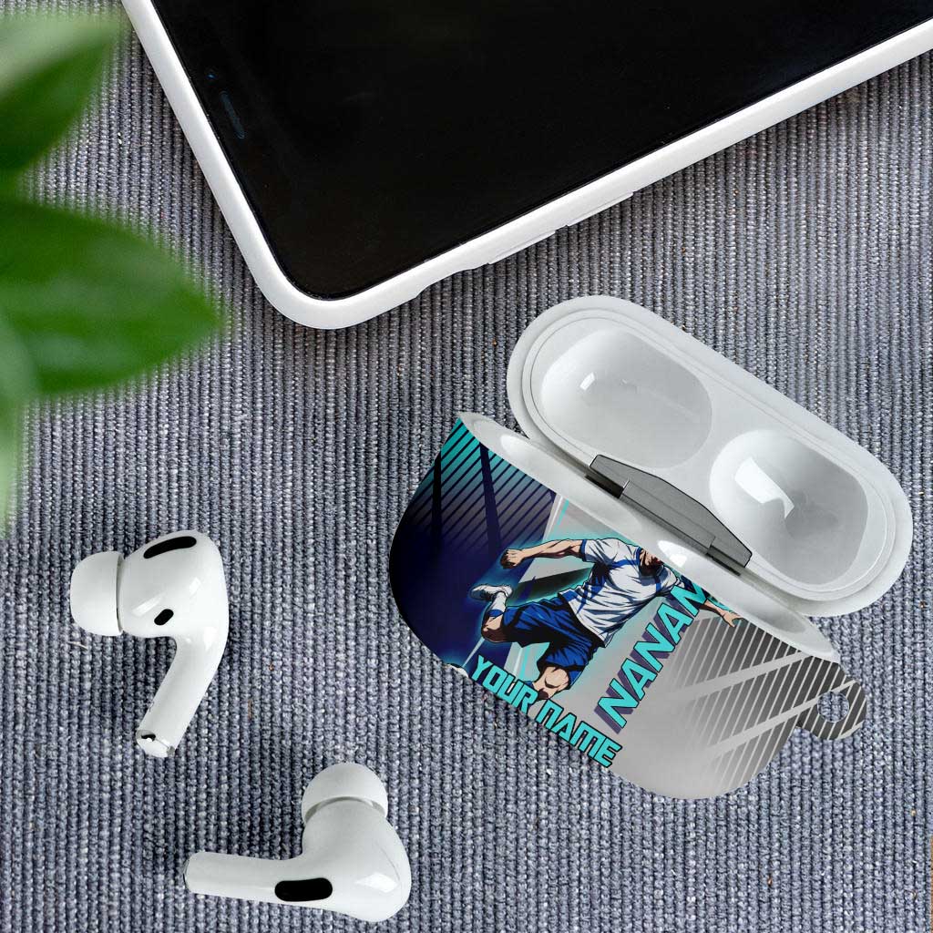 Personalized Nanami Kento Jujutsu Kaisen AirPods Case with Teal Highlights and Dynamic Kick Pose