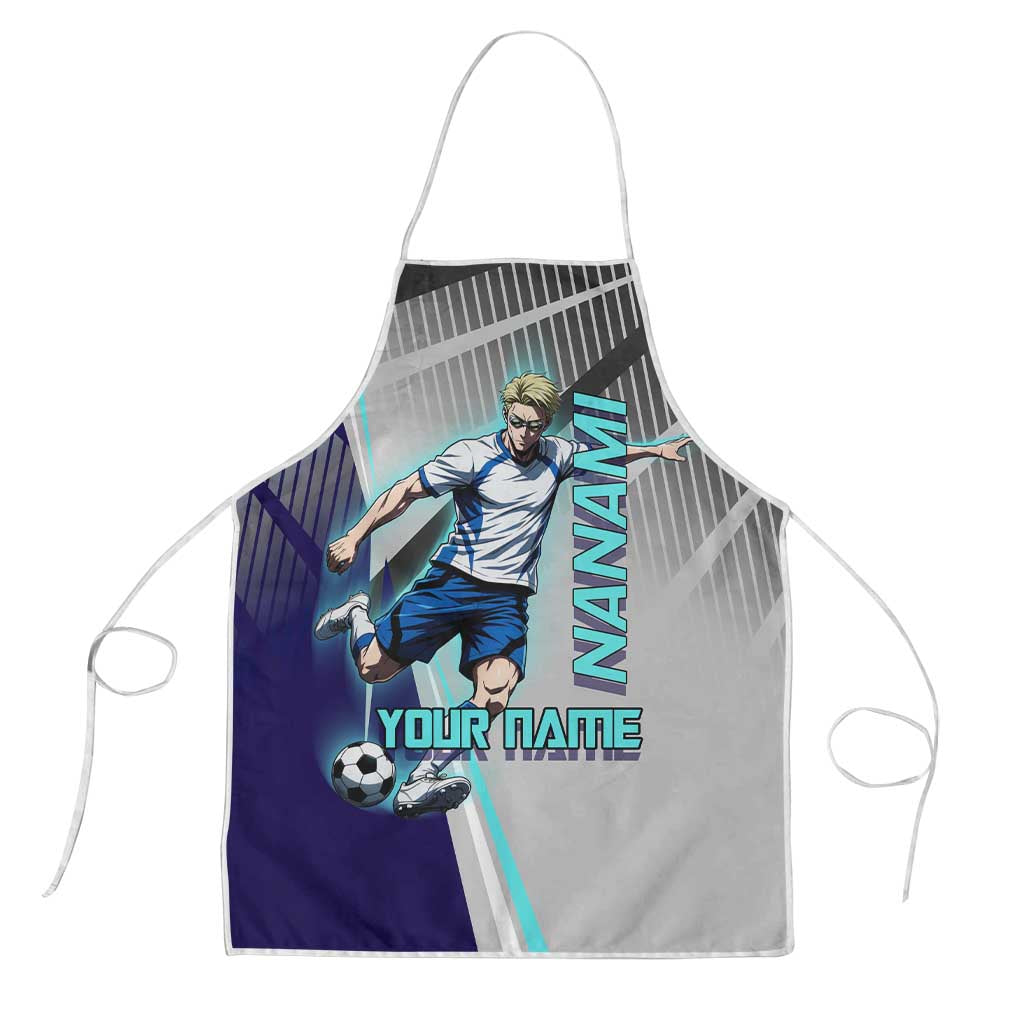 Personalized Nanami Kento Jujutsu Kaisen Apron with Teal Highlights and Dynamic Kick Pose