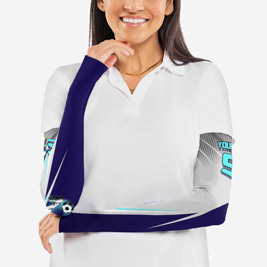 Personalized Nanami Kento Jujutsu Kaisen Arm Sleeves with Teal Highlights and Dynamic Kick Pose