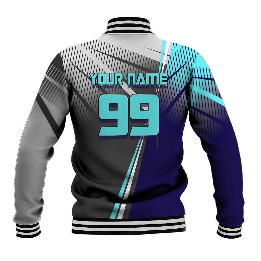Personalized Nanami Kento Jujutsu Kaisen Baseball Jacket with Teal Highlights and Dynamic Kick Pose