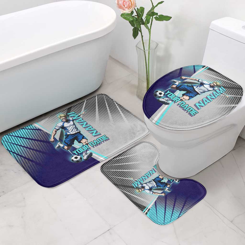 Personalized Nanami Kento Jujutsu Kaisen Bathroom Set with Teal Highlights and Dynamic Kick Pose