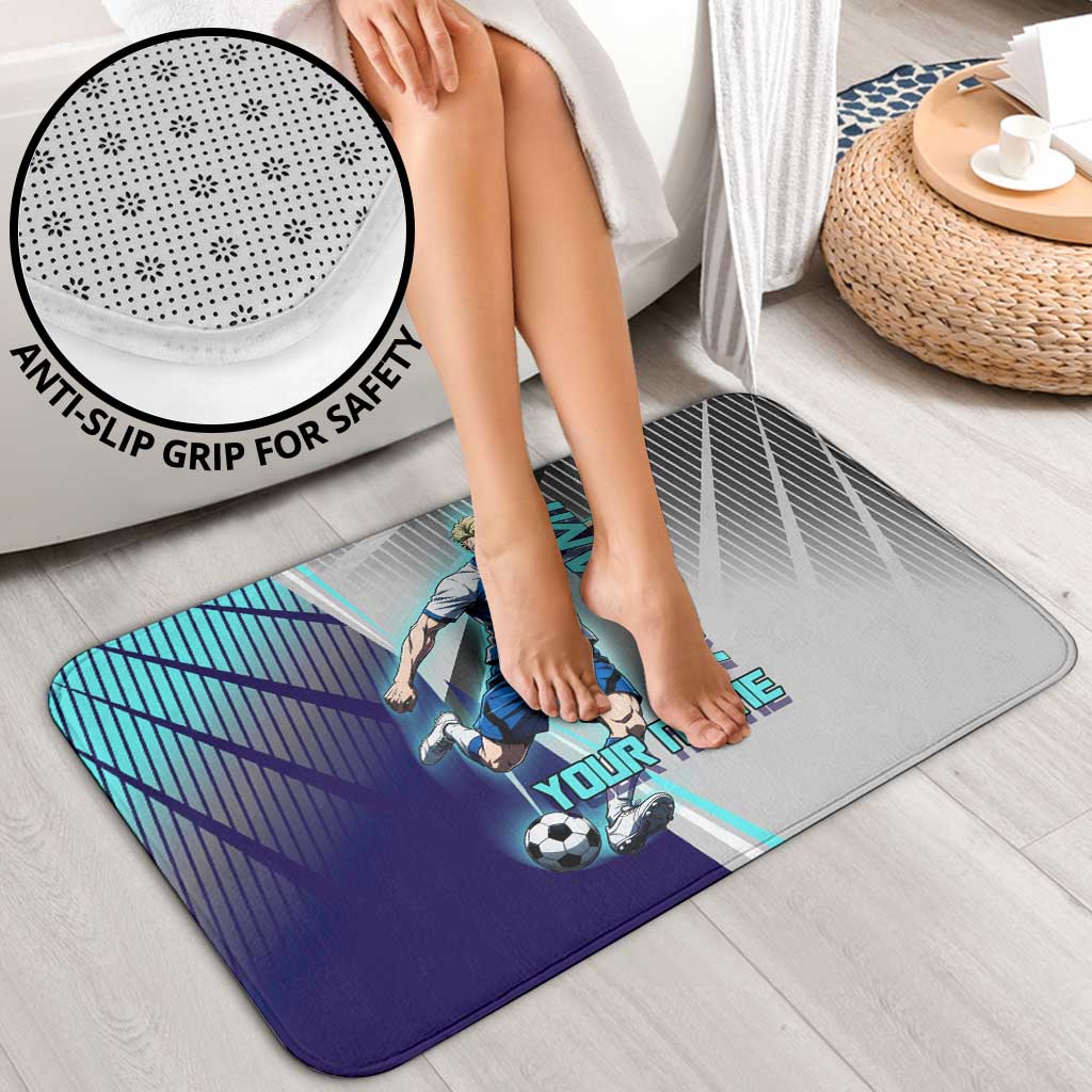 Personalized Nanami Kento Jujutsu Kaisen Bathroom Set with Teal Highlights and Dynamic Kick Pose