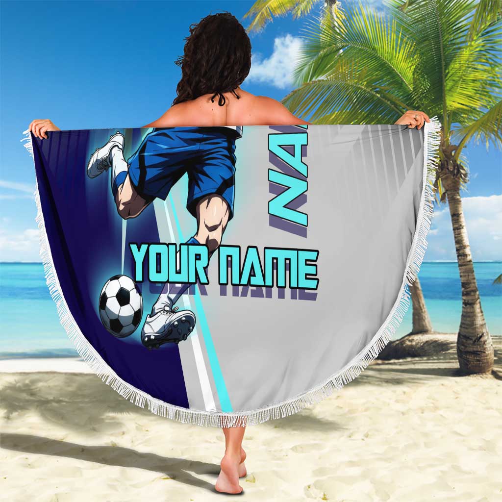 Personalized Nanami Kento Jujutsu Kaisen Beach Blanket with Teal Highlights and Dynamic Kick Pose