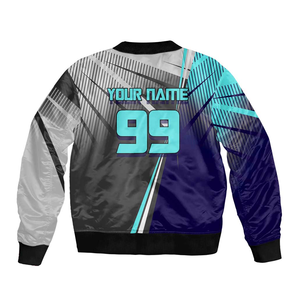 Personalized Nanami Kento Jujutsu Kaisen Bomber Jacket with Teal Highlights and Dynamic Kick Pose