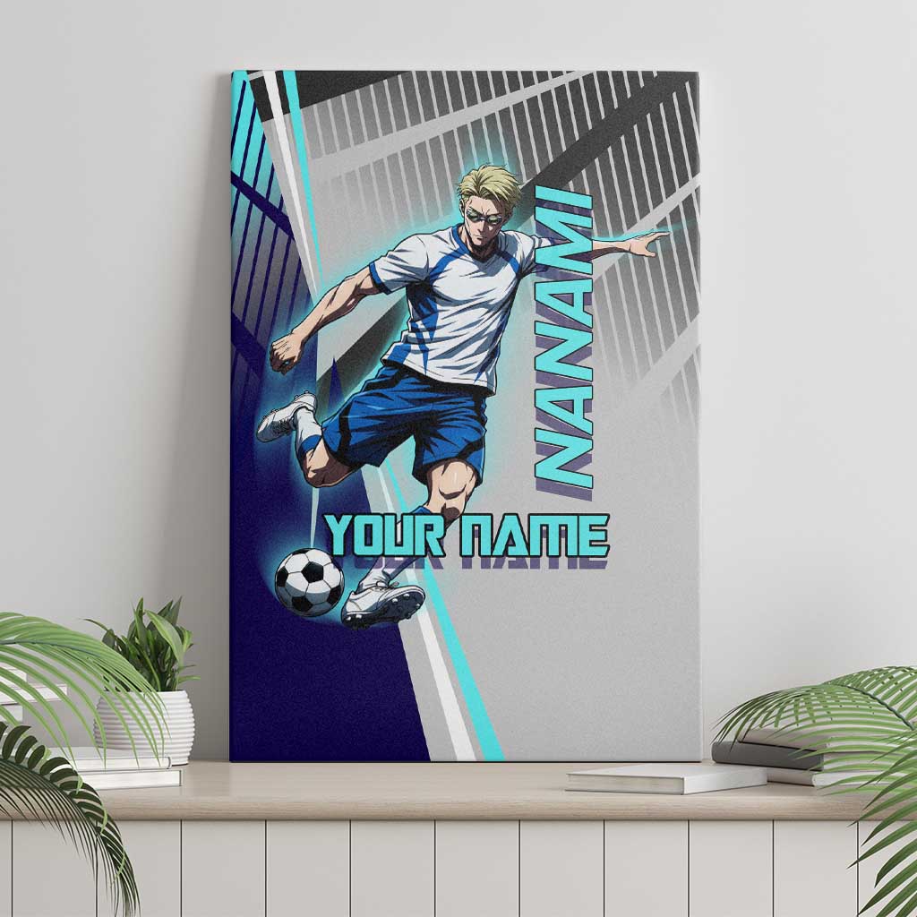 Personalized Nanami Kento Jujutsu Kaisen Canvas Wall Art with Teal Highlights and Dynamic Kick Pose