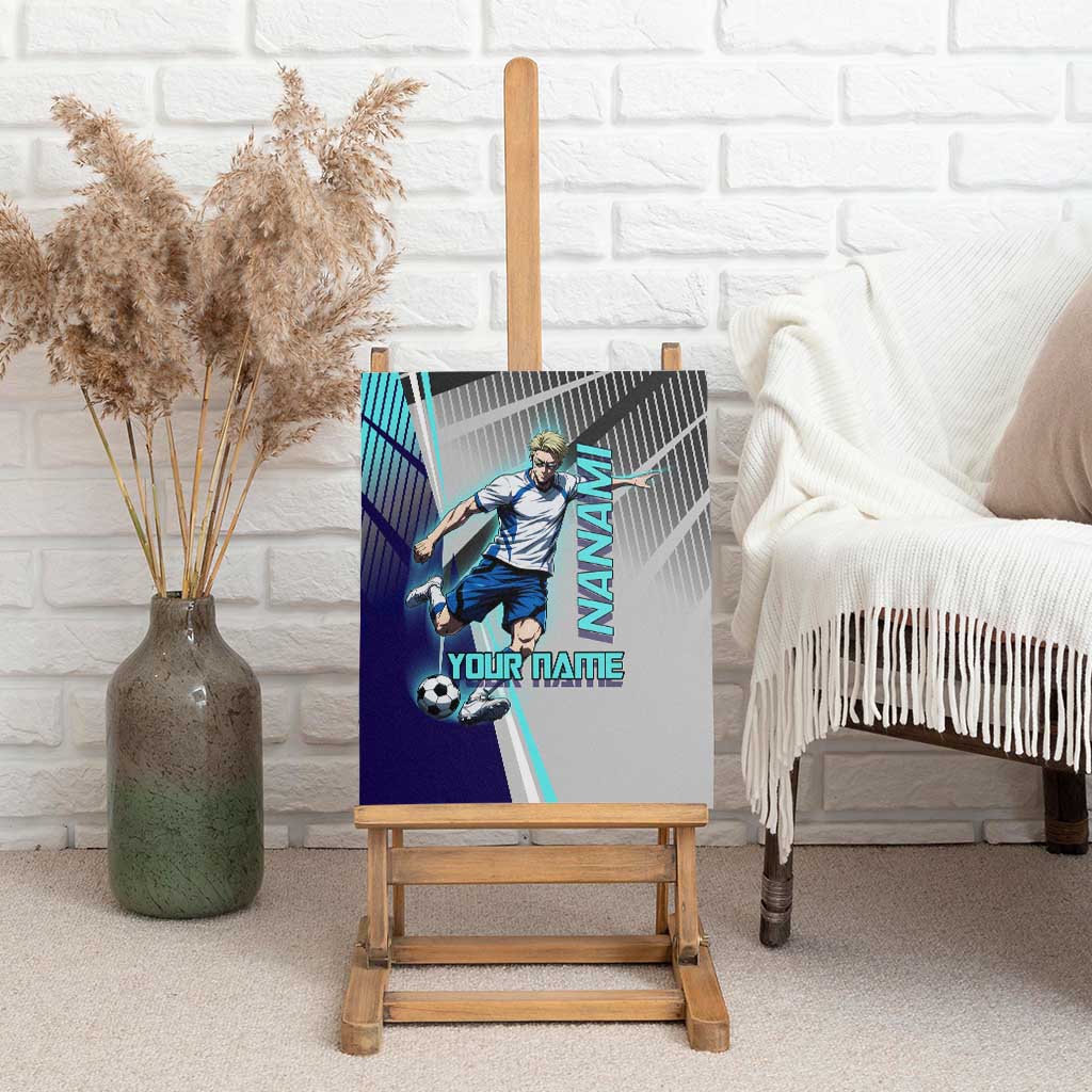 Personalized Nanami Kento Jujutsu Kaisen Canvas Wall Art with Teal Highlights and Dynamic Kick Pose