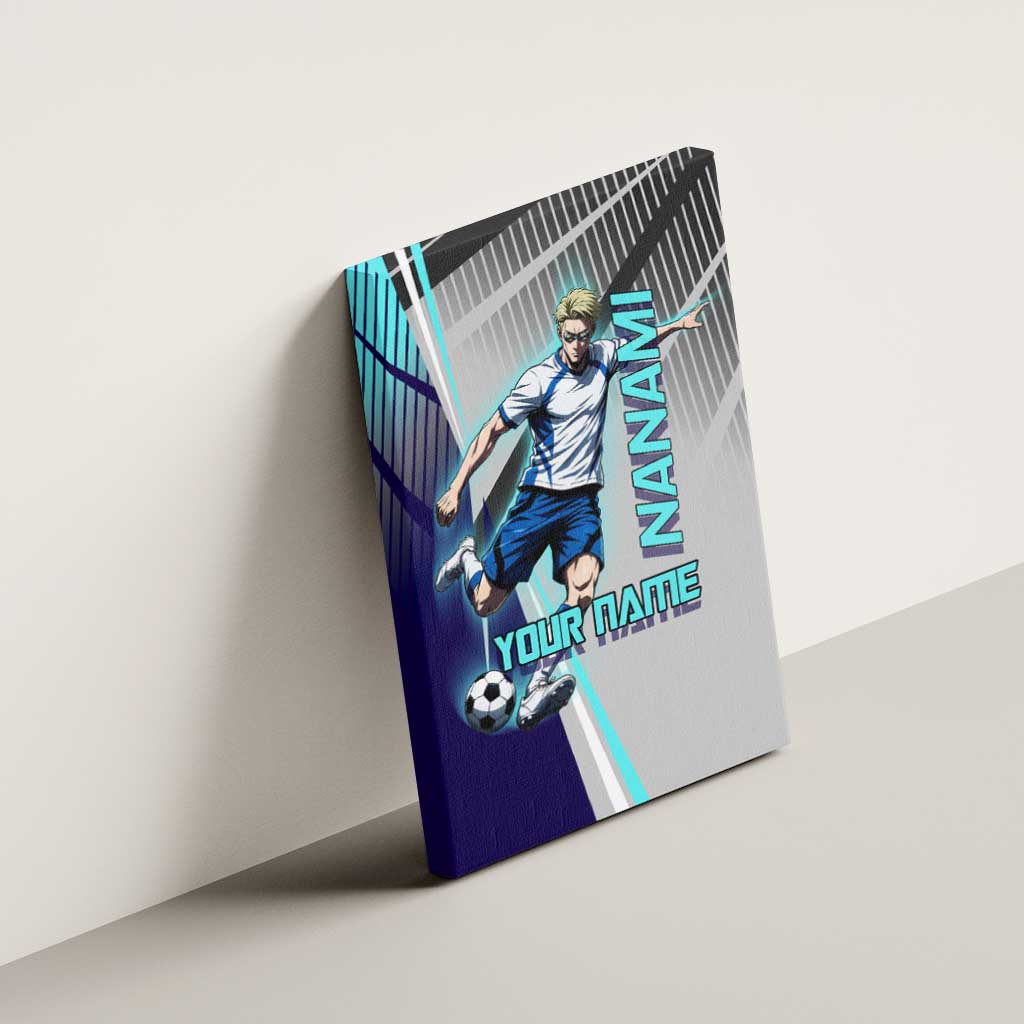 Personalized Nanami Kento Jujutsu Kaisen Canvas Wall Art with Teal Highlights and Dynamic Kick Pose