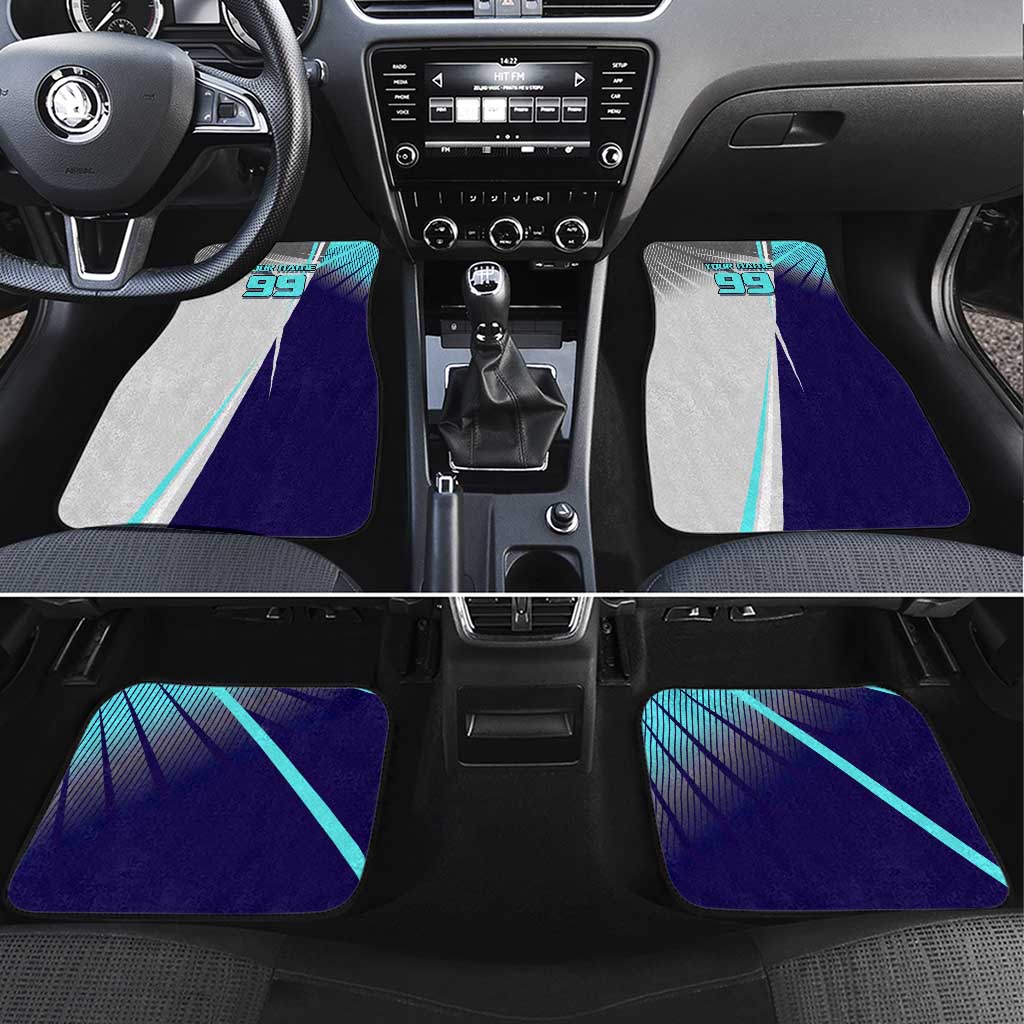 Personalized Nanami Kento Jujutsu Kaisen Car Mats with Teal Highlights and Dynamic Kick Pose